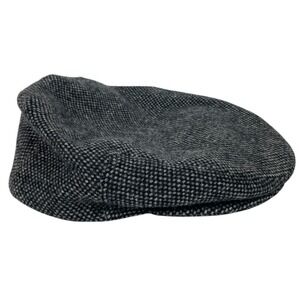 Bailey of Hollywood Flat Cap Hat Black Gray Small Newsboy Tweed